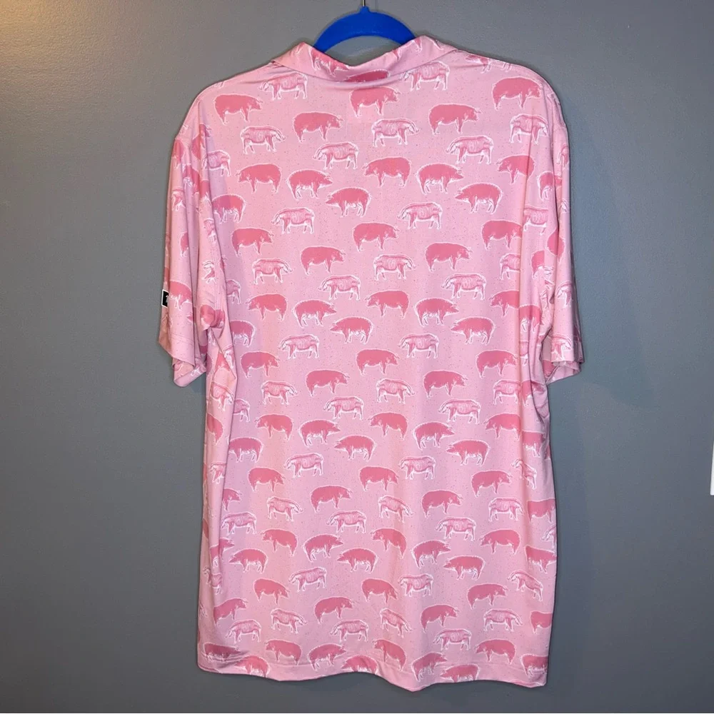 NWOT Waggle Hog Heaven Pink Pig Polo Shirt Size X Large - Picture 4 of 6